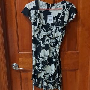 Free People Blue Floral Wrap Knee-Length Dress